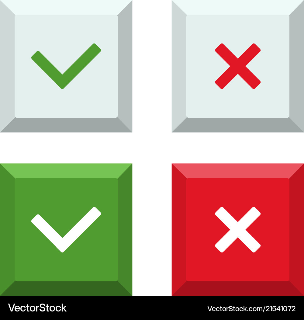 Set of buttons cross and check mark Set of buttons cross and check mark vector image