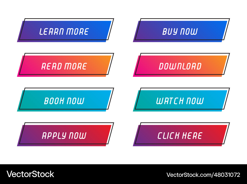 Set of buttons with frame for website Set of buttons with frame for website Vector Image