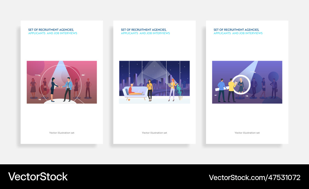 Set of recruitment agencies applicants and job Set of recruitment agencies applicants and job vector image