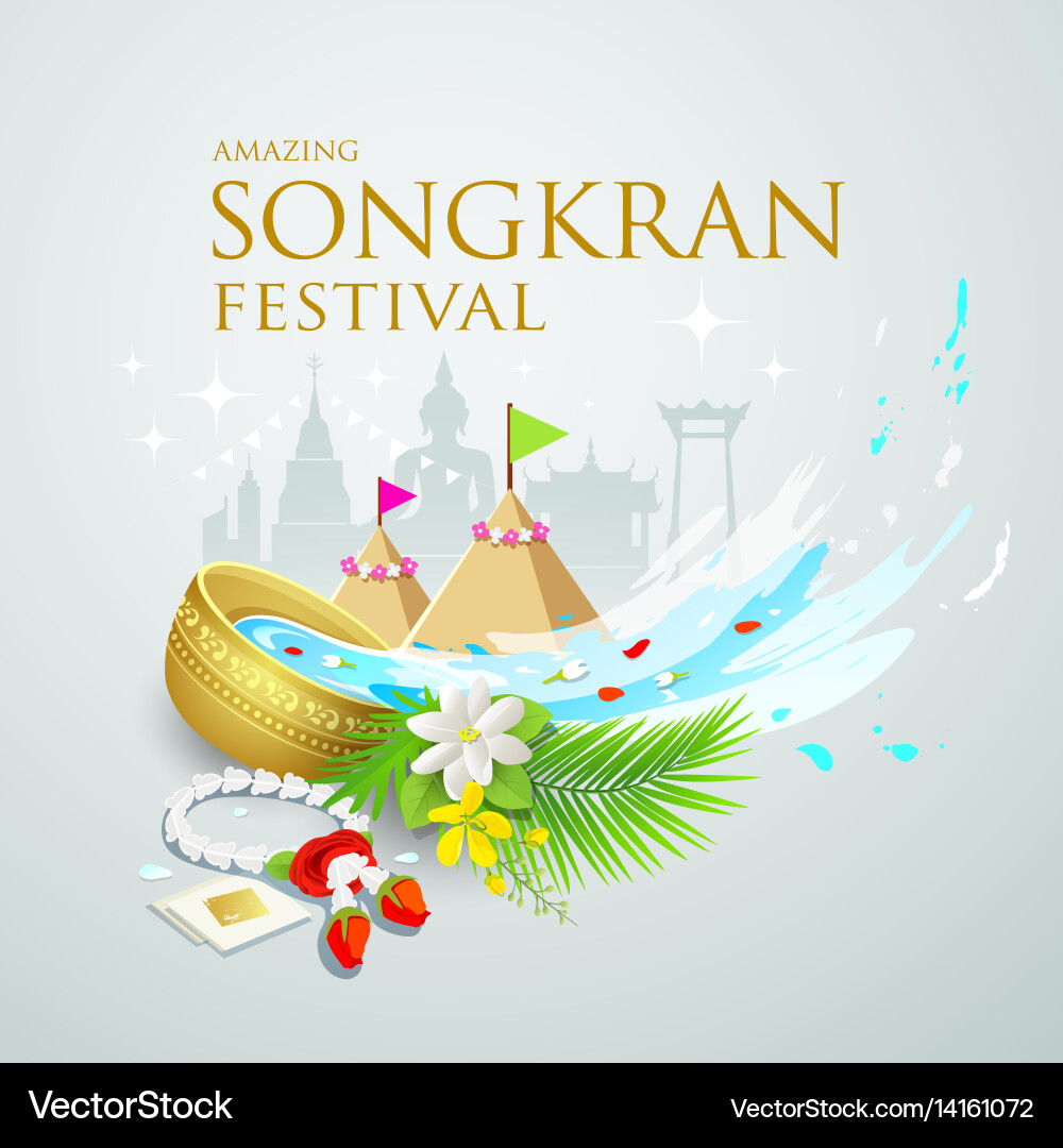 Songkran Water Festival Thailand Vector Image