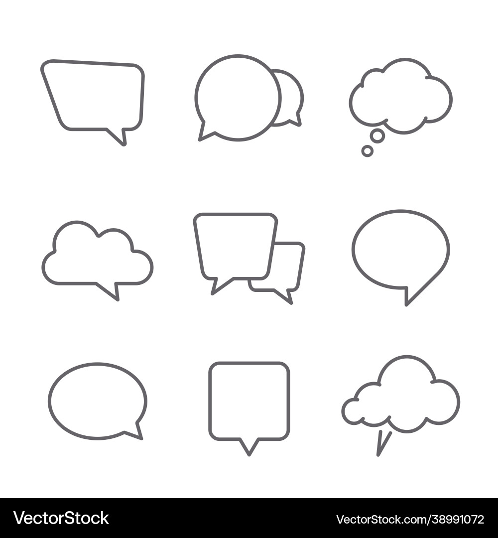 Speech bubble icon line set isolated outline Speech bubble icon line set isolated outline vector image