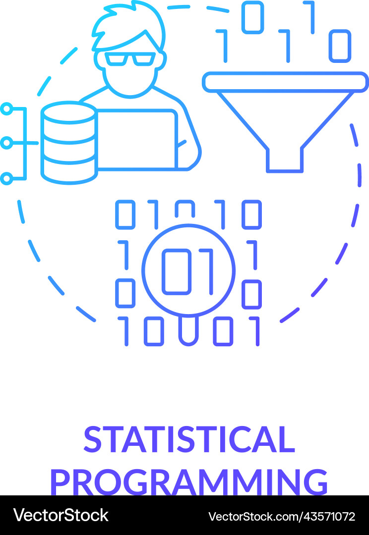 Statistical programming blue gradient concept icon Statistical programming blue gradient concept icon vector image