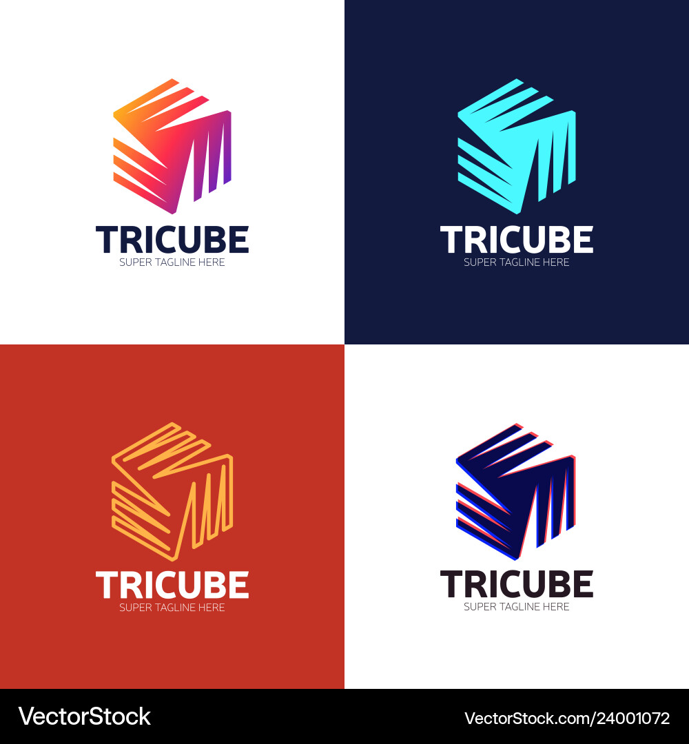 Tech cube logo design template hexagon logotype vector image