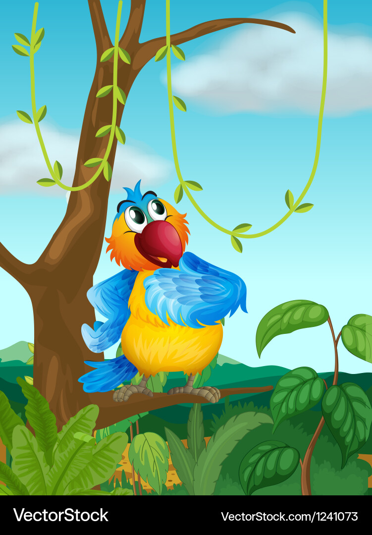 A branch of tree with colorful bird vector image