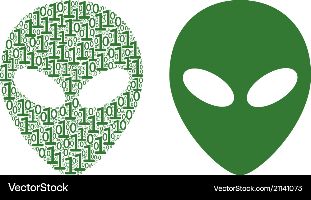 Alien face mosaic of binary digits Vector Image