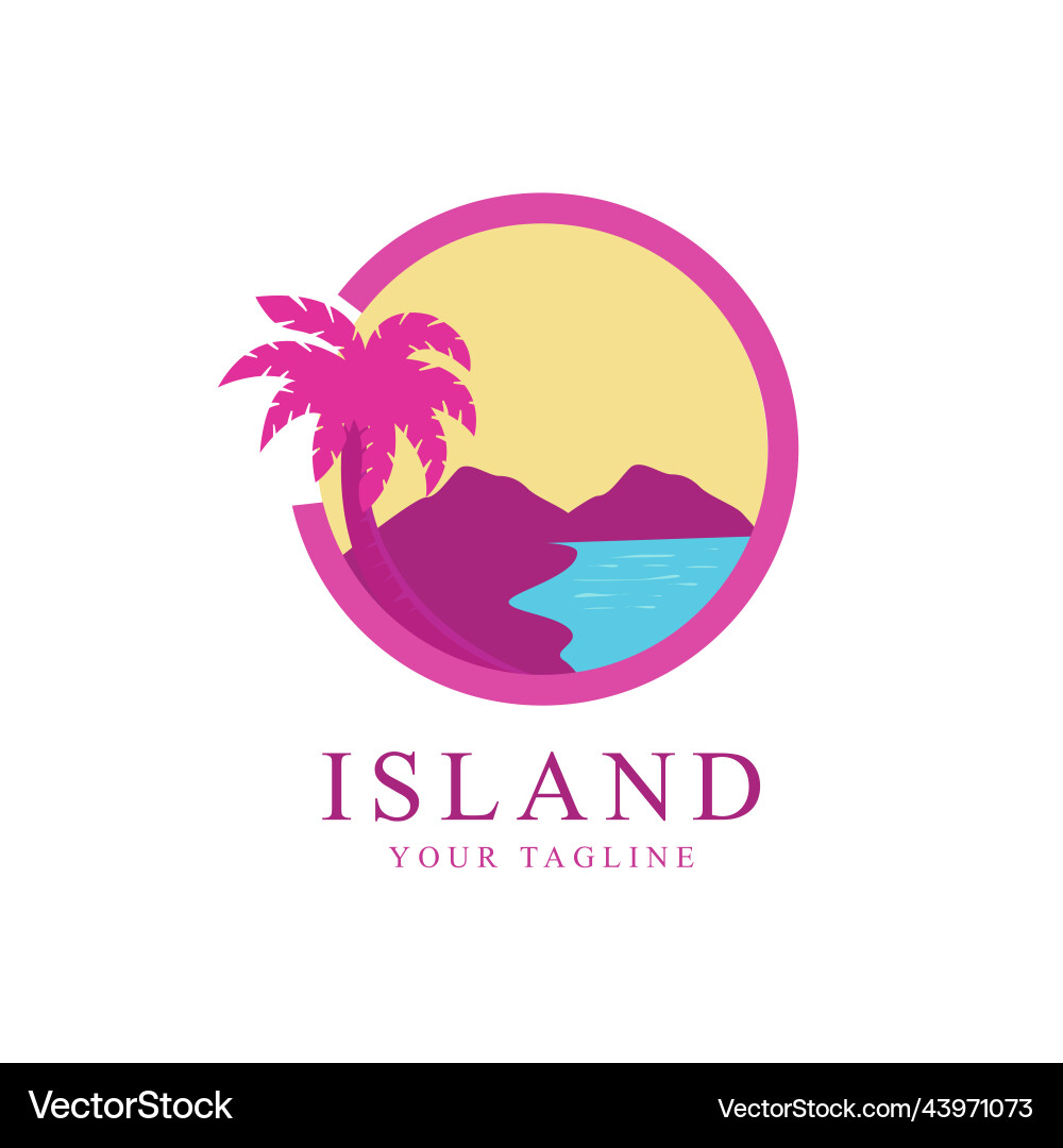 Beach and island logo design icon – Royalty-Free Vector | VectorStock, image size:1000x1080