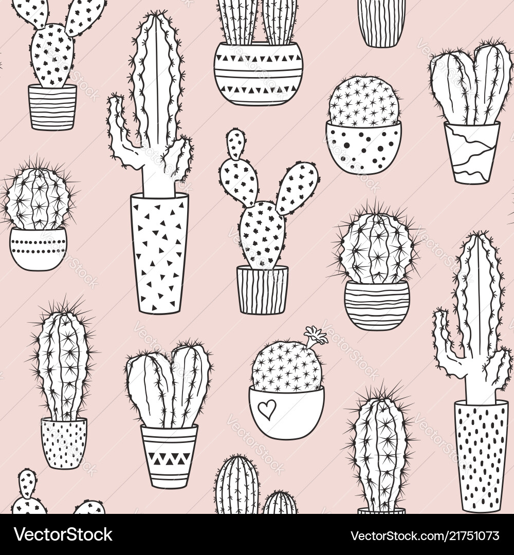 Cacti seamless pattern background Cacti seamless pattern background vector image