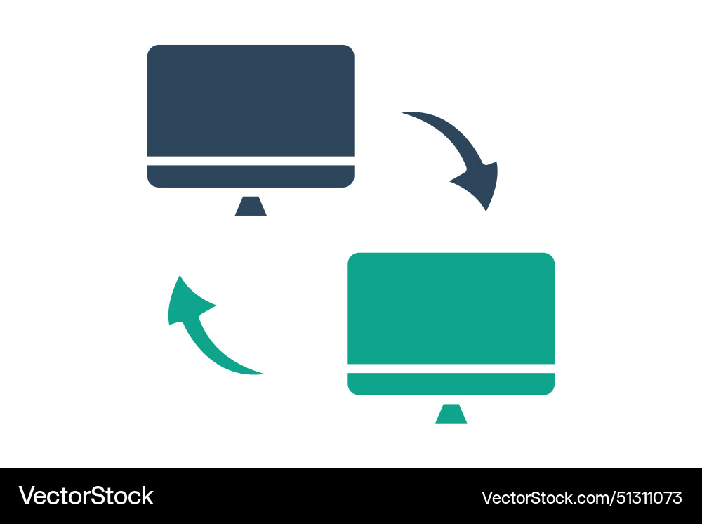 Data transfer icon monitor with arrow Data transfer icon monitor with arrow vector image