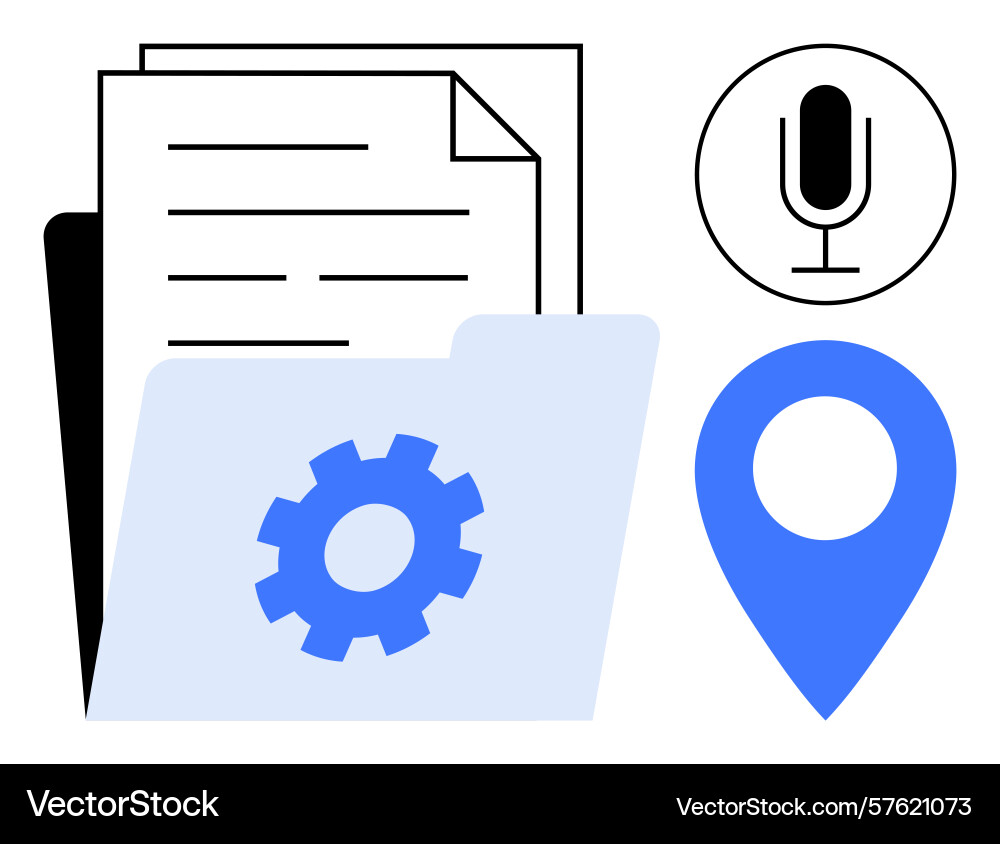 Document management with audio recording location Document management with audio recording location vector image