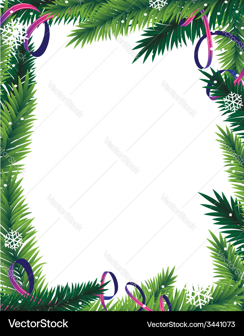 Fir tree branches frame Vector Image