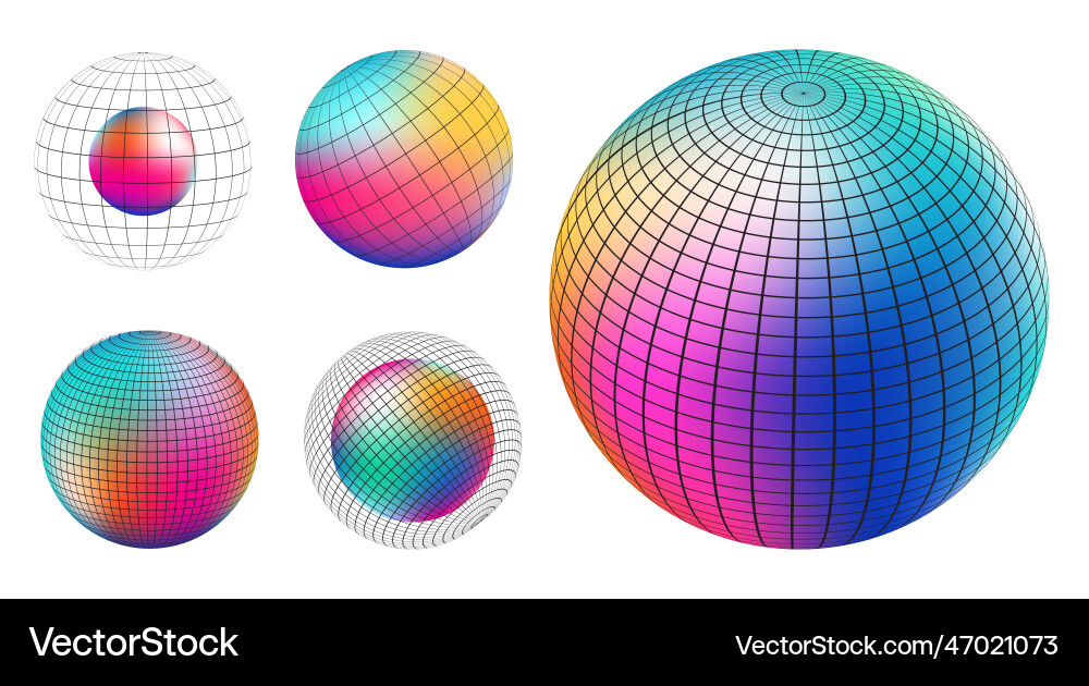 Gradient spherical grid set Vector Image