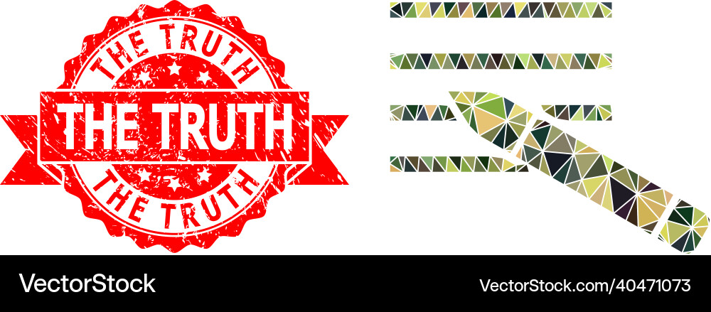 Grunge the truth seal and edit text lowpoly mocaic Grunge the truth seal and edit text lowpoly mocaic vector image