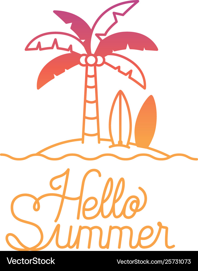Hello summer label with colorful image Vector Image