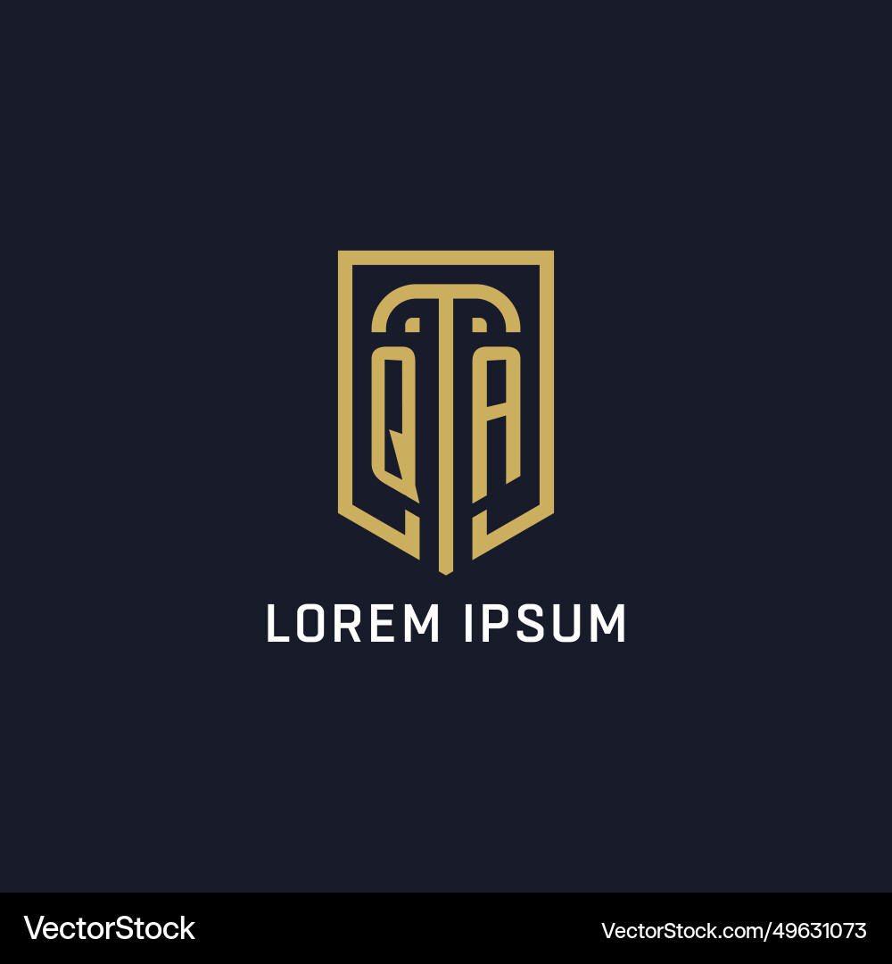 Initial qa shield logo luxury style creative Initial qa shield logo luxury style creative Vector Image