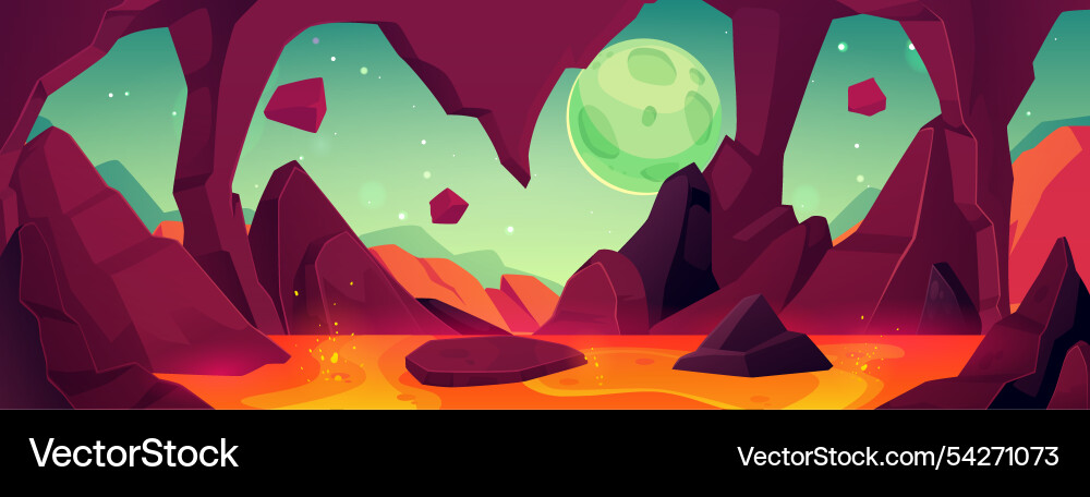 Kosmische fremde Landschaft auf Weltraumplaneten Blick von Kosmische fremde Landschaft auf Weltraumplaneten Blick von vektorbild