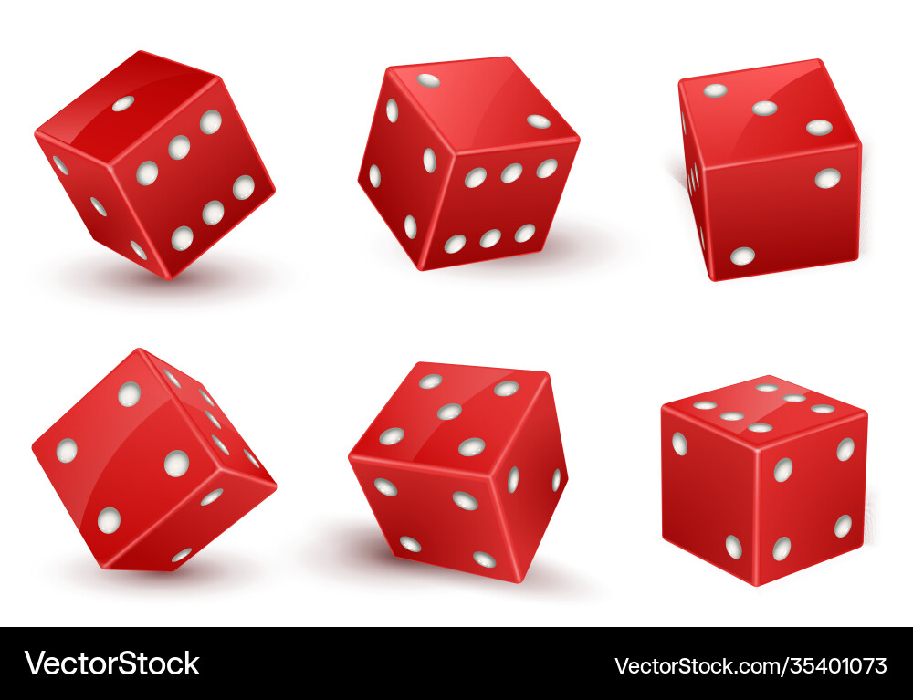 Red dice with number dots from one to six Red dice with number dots from one to six vector image