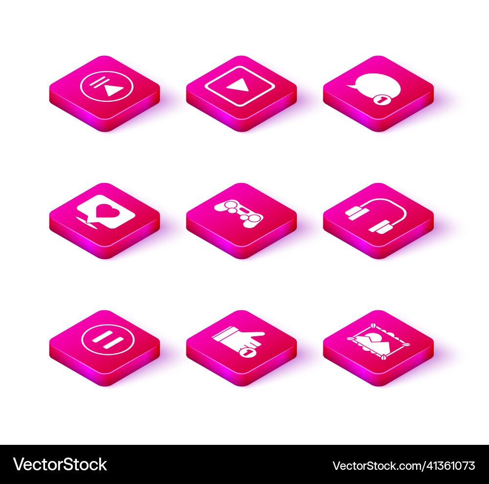 Set pause button hand like heart gamepad Set pause button hand like heart gamepad Vector Image