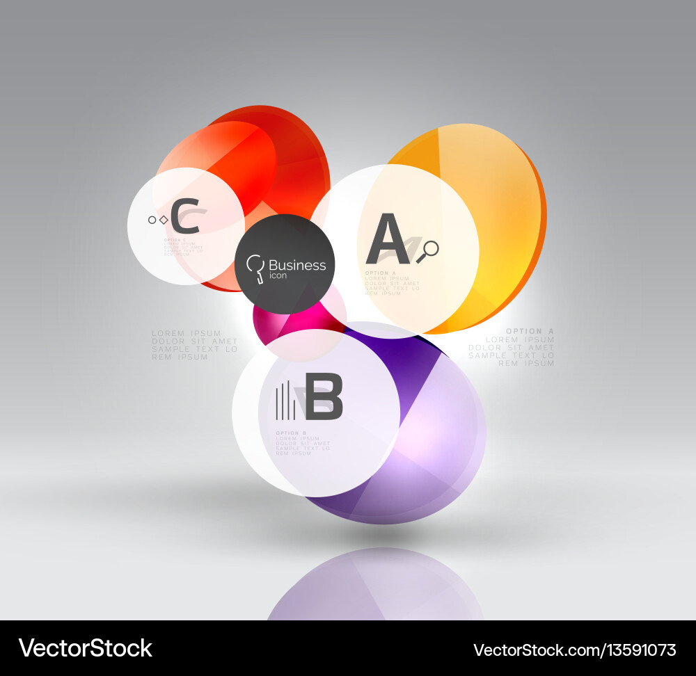 Shiny circles with text in 3d space Shiny circles with text in 3d space Vector Image