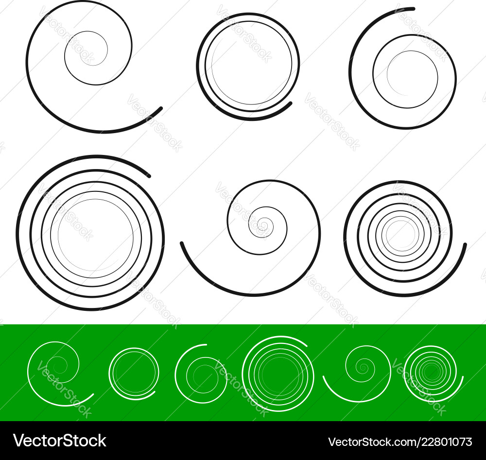 Spiral set with 6 different version stroke Spiral set with 6 different version stroke vector image