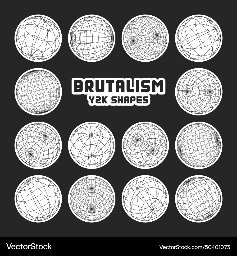 Wireframe shapes lined sphere perspective mesh Wireframe shapes lined sphere perspective mesh vector image