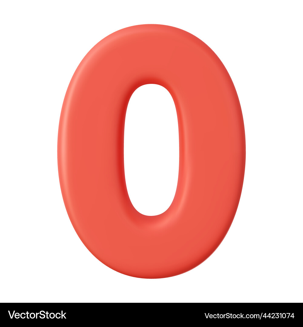 3d number 0 zero sign red color Vector Image