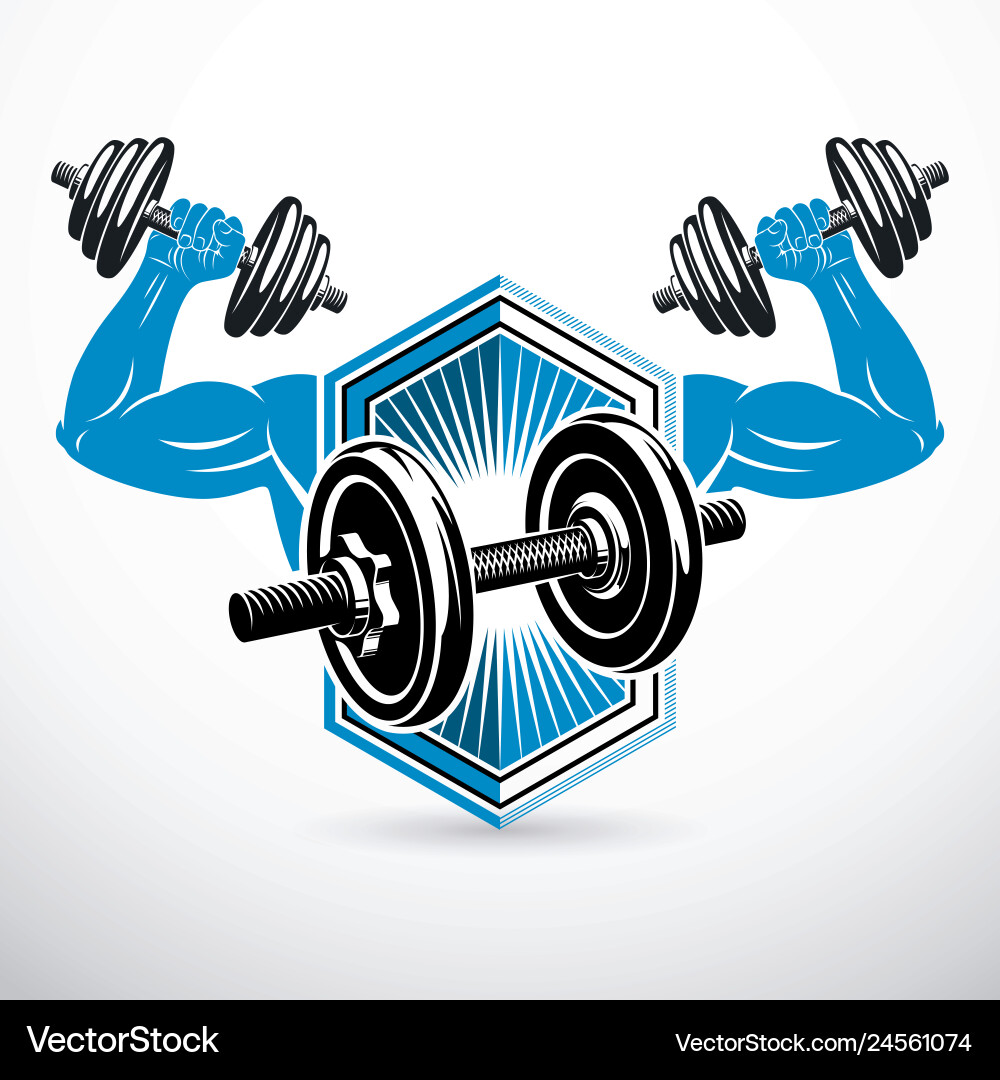Athletic sportsman arm holding dumbbell fitness Athletic sportsman arm holding dumbbell fitness vector image