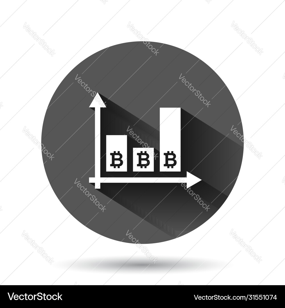 Bitcoin growth icon in flat style blockchain Bitcoin growth icon in flat style blockchain vector image