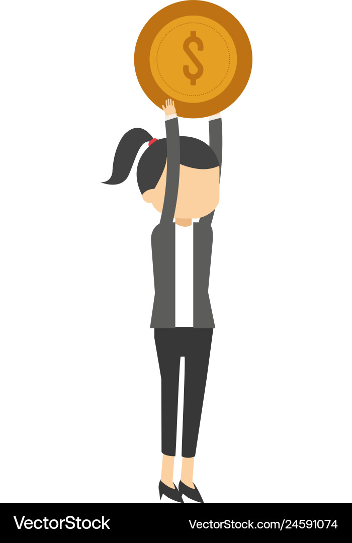 Businesswoman holding coin Businesswoman holding coin vector image