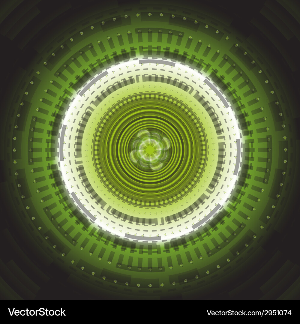 Dynamic green light background with circles vector image