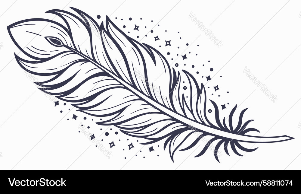Feather with abstract sparkle effect design Vector Image