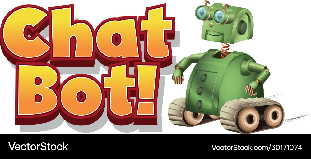 Font design for chat bot with green robot Font design for chat bot with green robot vector image