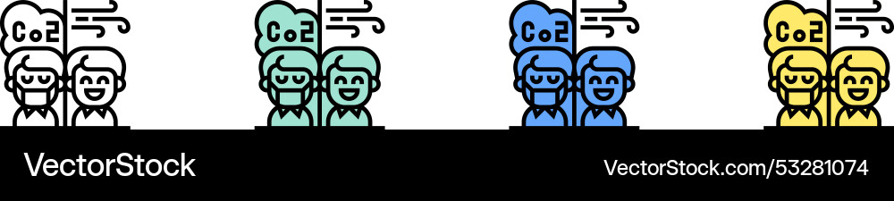 Luftqualität Ikone Umriss grün blau und gelb Luftqualität Ikone Umriss grün blau und gelb vektorbild