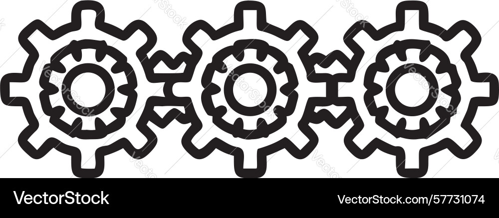 Modern interlocking gears abstract outline design Vector Image