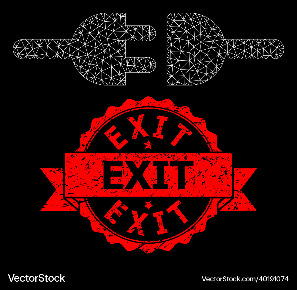 Rubber exit stamp seal and web net electric Rubber exit stamp seal and web net electric vector image
