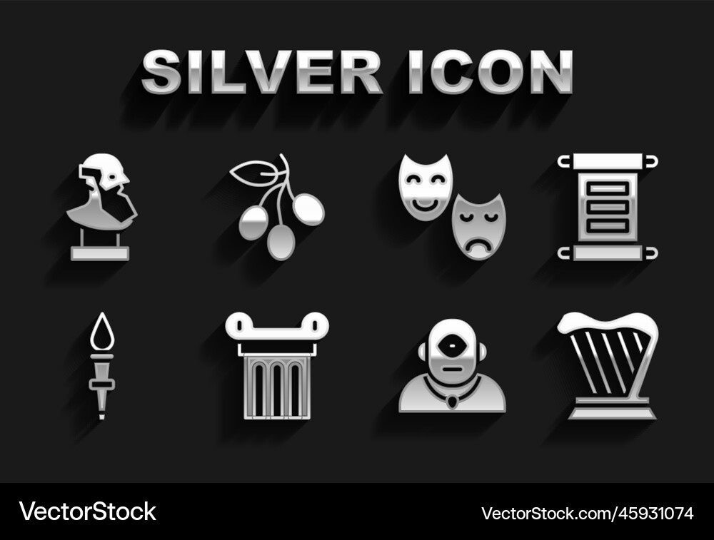 Set ancient column decree parchment scroll Set ancient column decree parchment scroll Vector Image