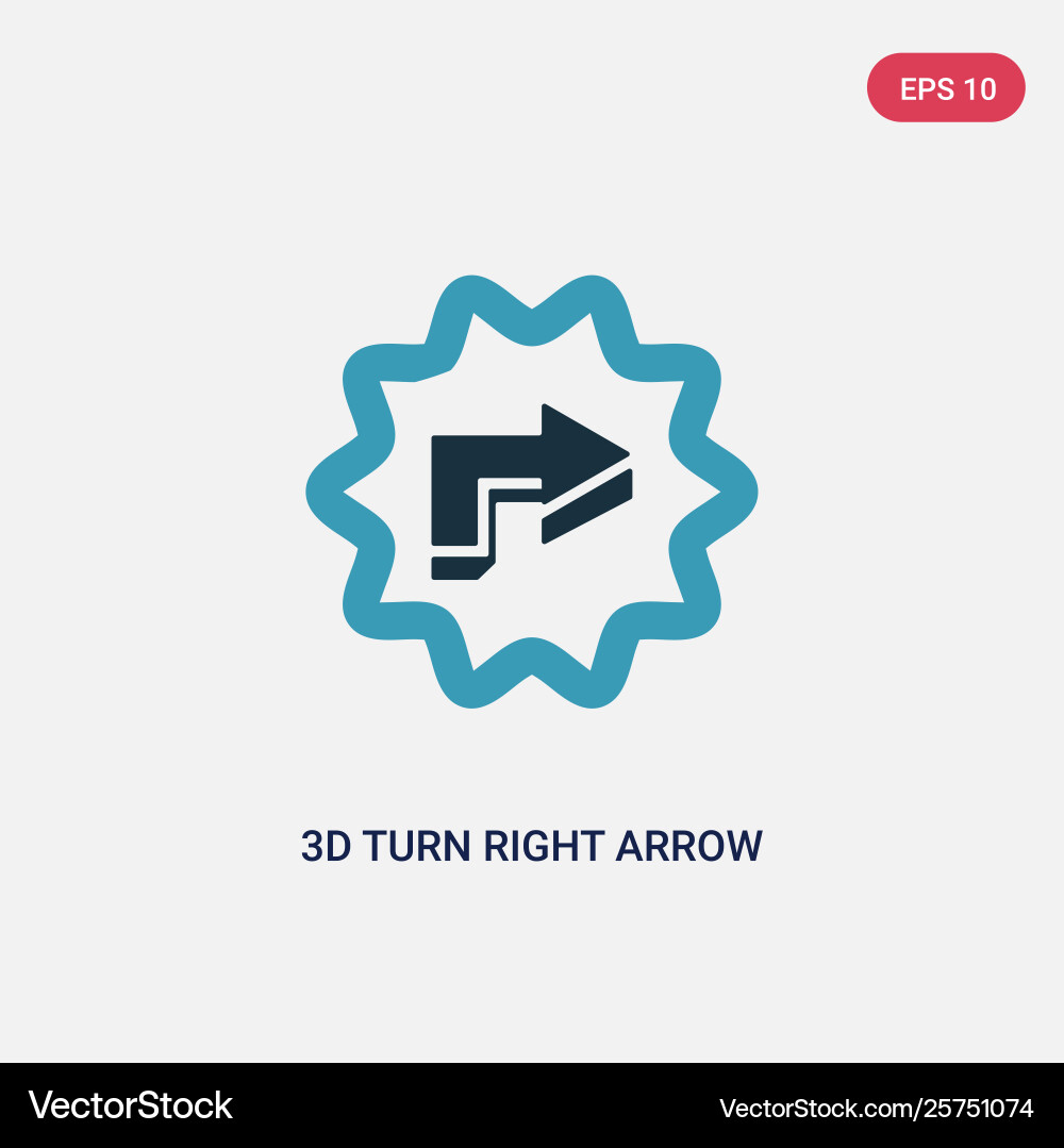 Two color 3d turn right arrow icon from user Vector Image