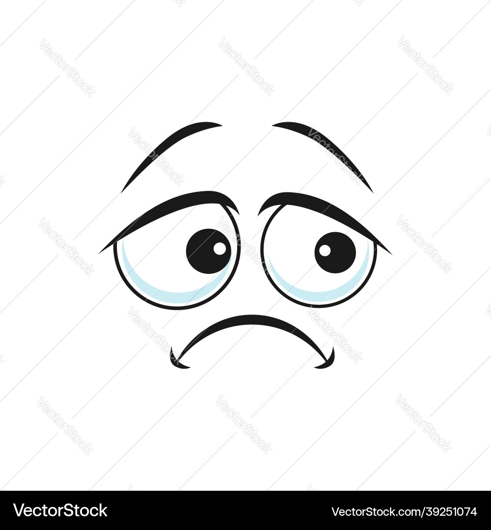 Upset emoticon sad face expression isolated icon vector image