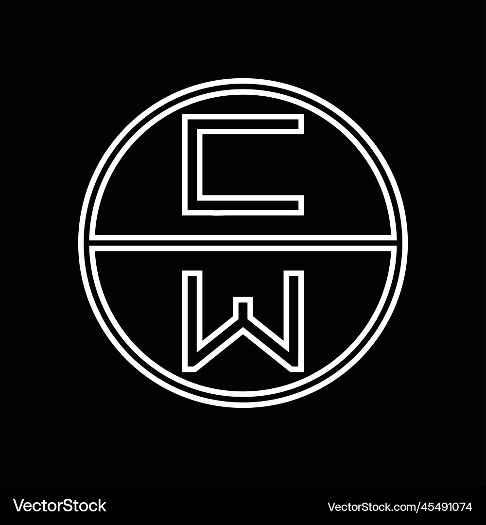 Wc logo monogram abstract inside circle stripe Vector Image