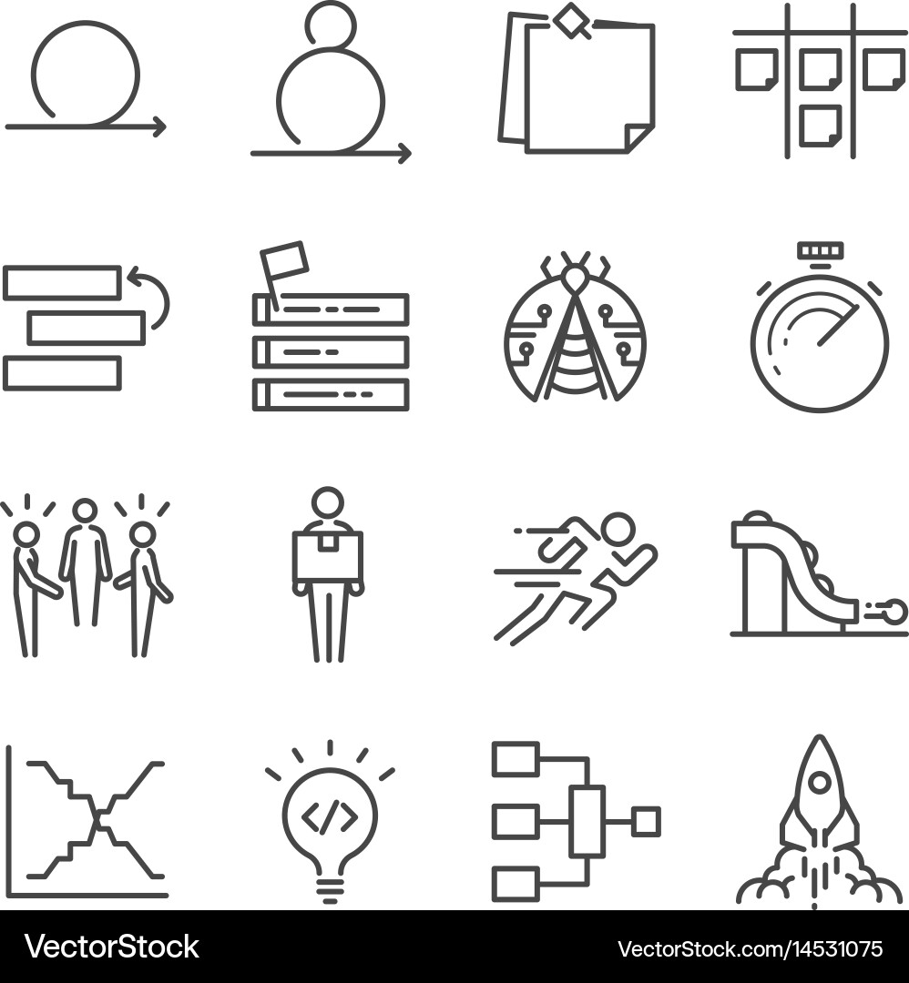 Agile Software Development Icons vector image