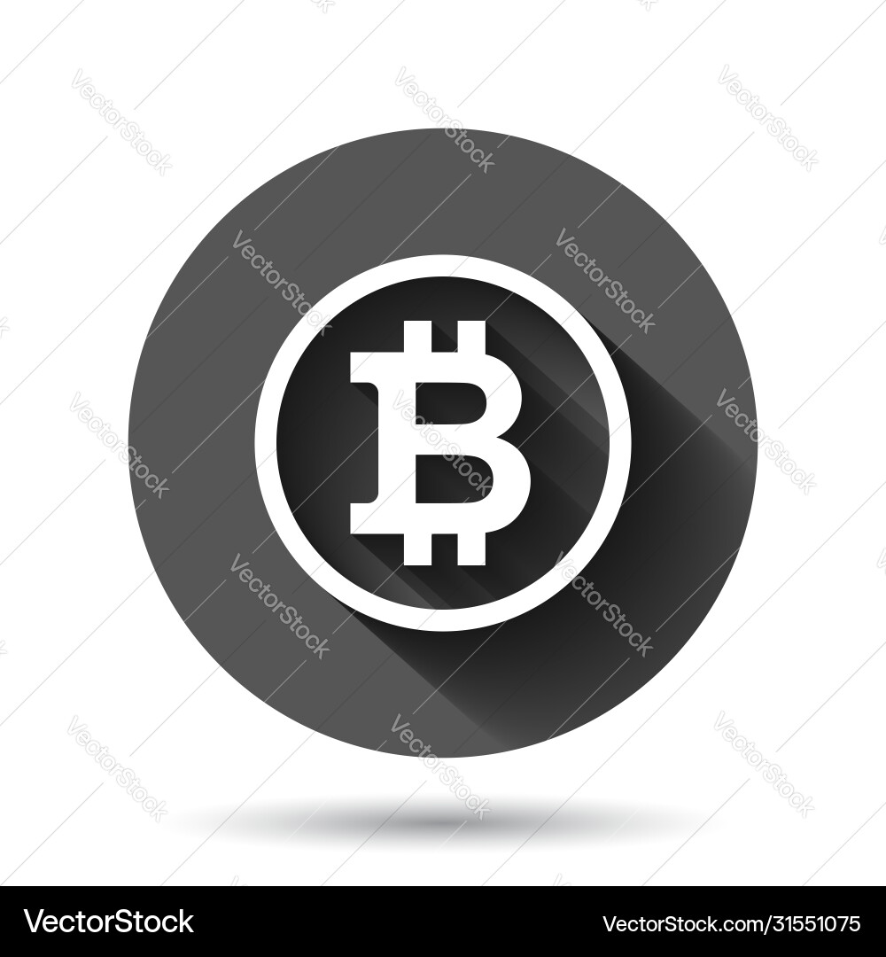 Bitcoin icon in flat style blockchain on black Bitcoin icon in flat style blockchain on black vector image