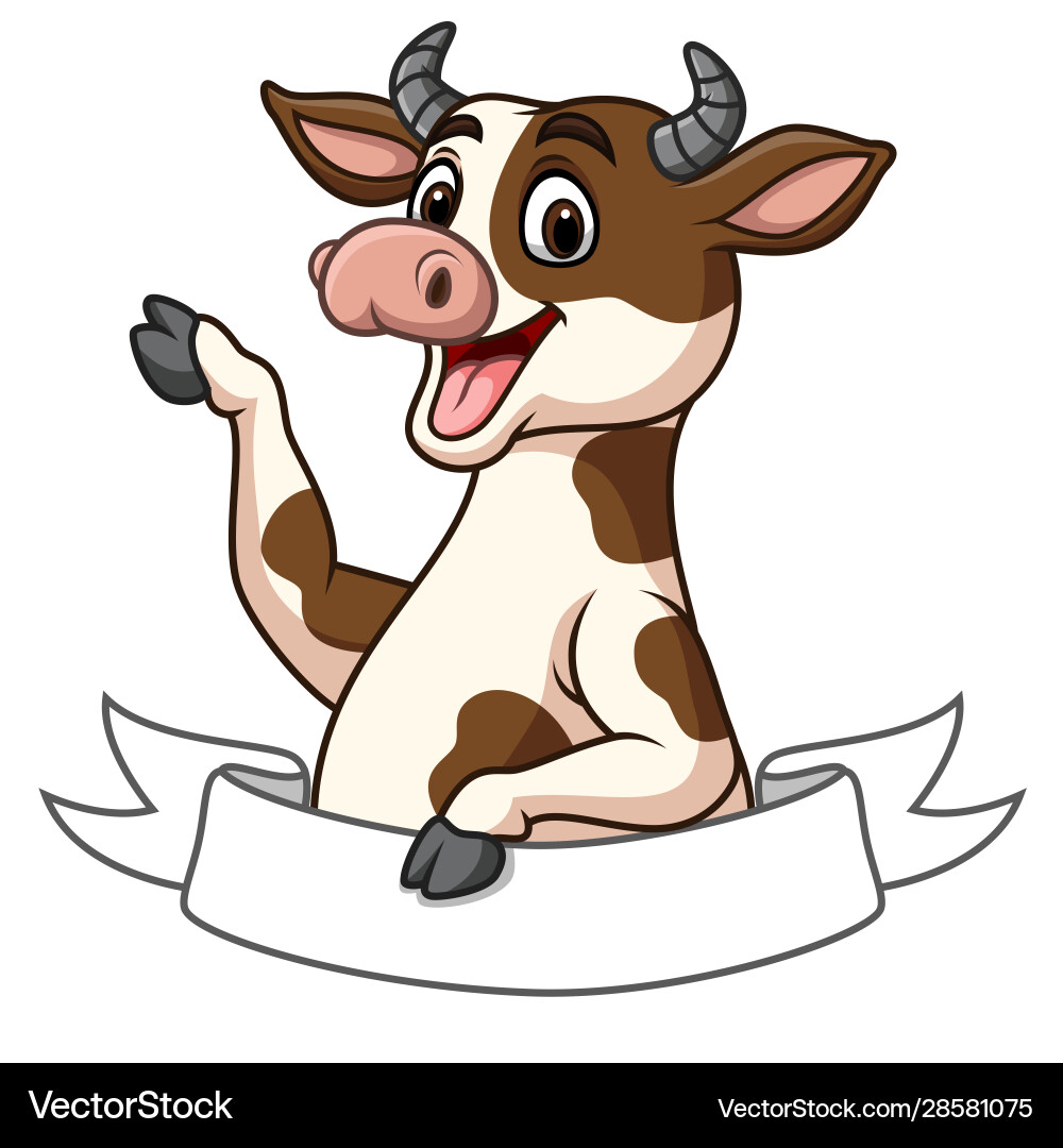Cartoon Kuh Maskottchen Charakter mit leerem Raum verbannt Cartoon Kuh Maskottchen Charakter mit leerem Raum verbannt vektorbild