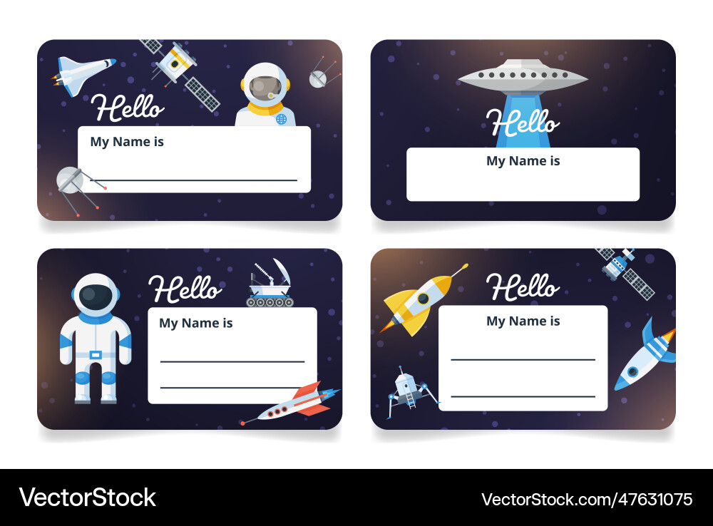 childish-name-tags-space-astronaut-cosmos-travel-vector-image