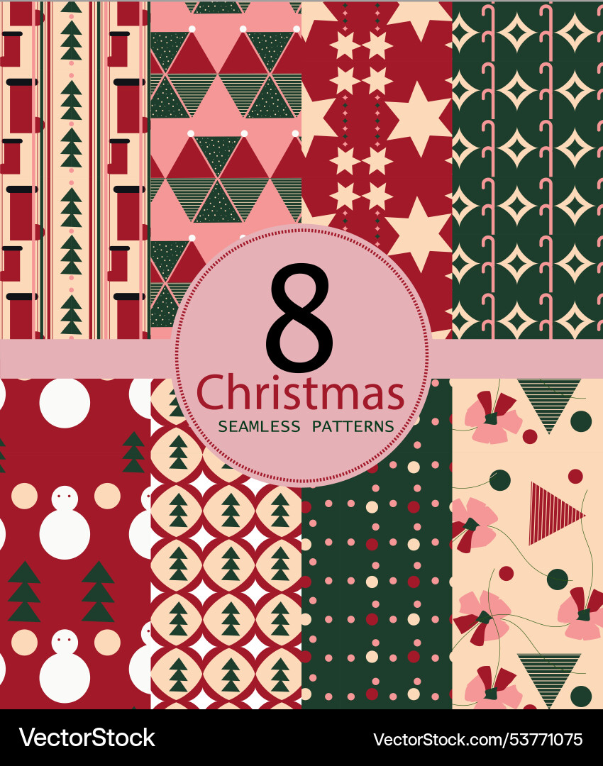 Christmas pattern set of elements Christmas pattern set of elements Vector Image