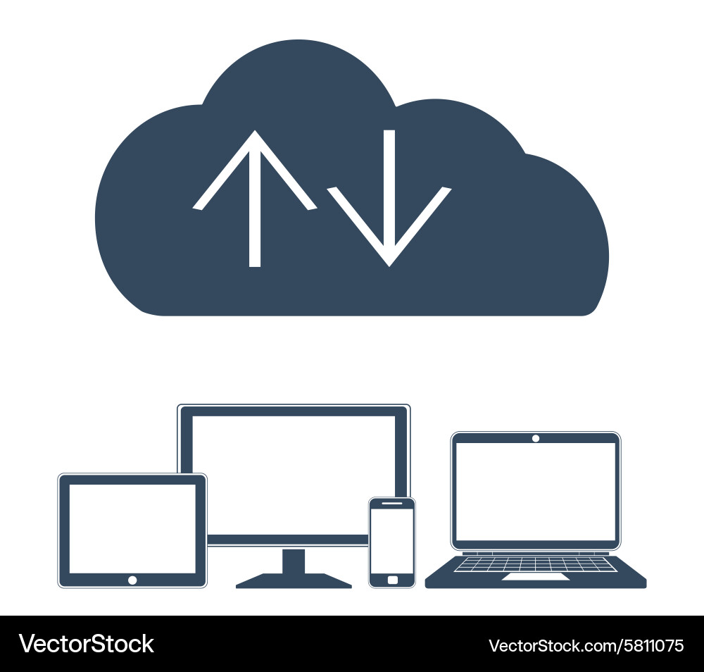 Cloud computing network connected all devices vector image