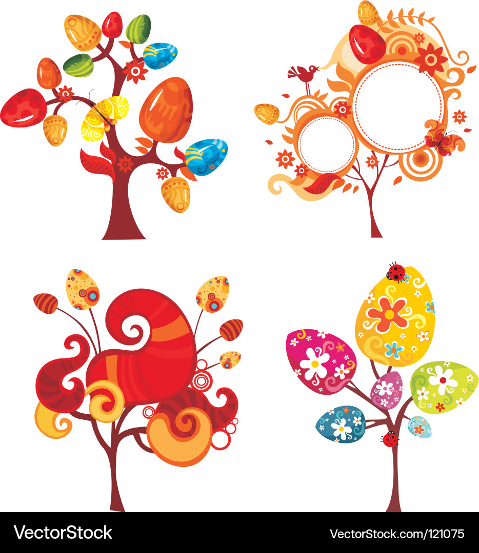 Colorful Easter Tree Set vector image