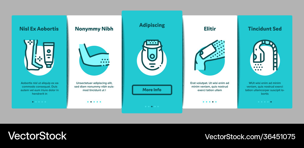 Depilation procedure onboarding elements icons set Depilation procedure onboarding elements icons set Vector Image