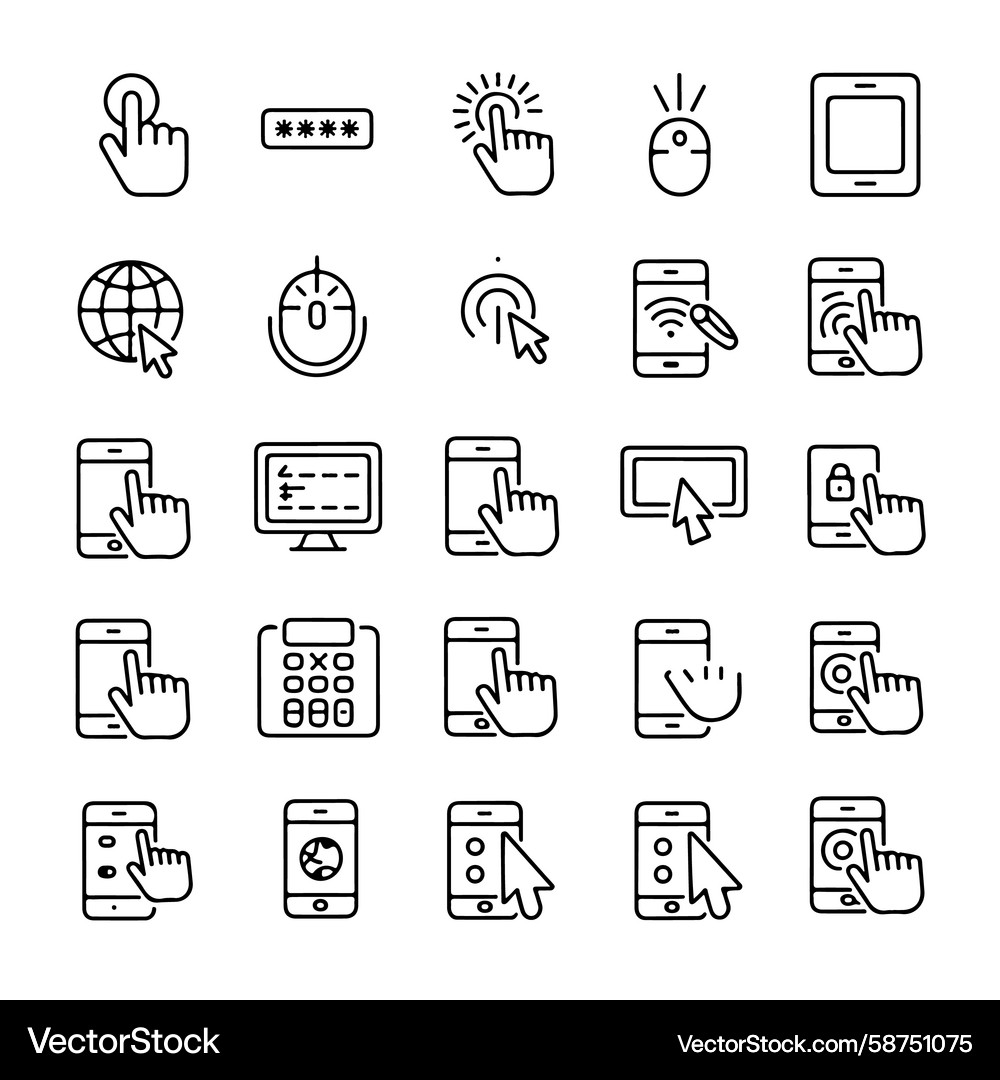 Digital Interaction Icons - UI & UX Vector Image