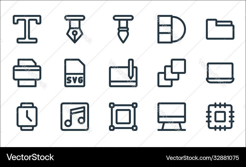 Graphic design line icons linear set quality Graphic design line icons linear set quality vector image