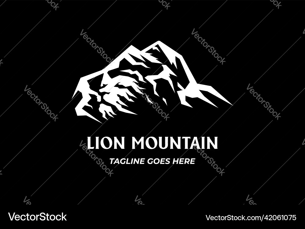 Ice mountain lion face logo design Ice mountain lion face logo design vector image