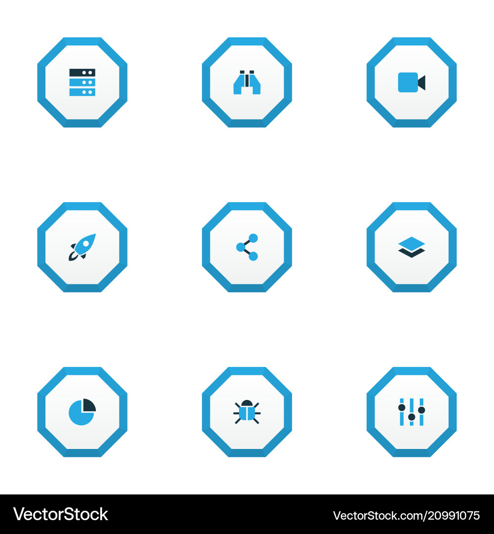 Interface icons colored set with layer server Interface icons colored set with layer server vector image